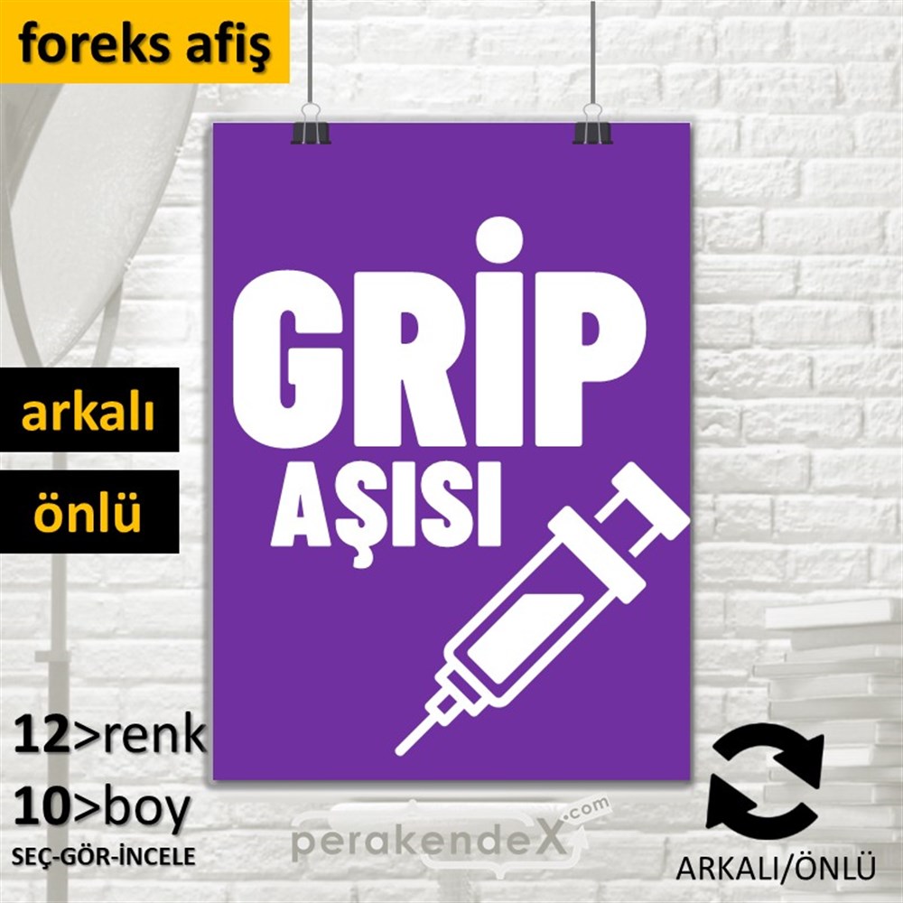 Grip Aşısı Yazısı SERT PLASTİK POSTER,  AFİŞ -dikdörtgen,çift yön baskısert plastik poster,  afiş