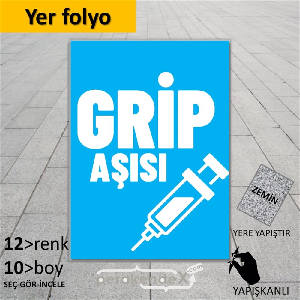 Grip Aşısı Yazısı YER - ZEMİN FOLYO,  VİNİL -dikdörtgen,tek yön baskıyer - zemin folyo,  vinil