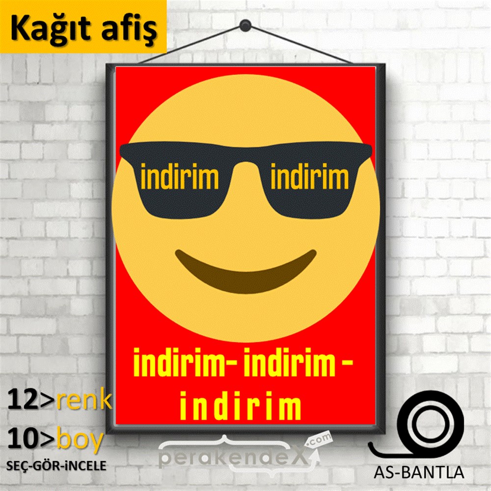 Güler Yüzlü Cool İndirim KAĞIT POSTER,  AFİŞ -dikdörtgen,tek yön baskı