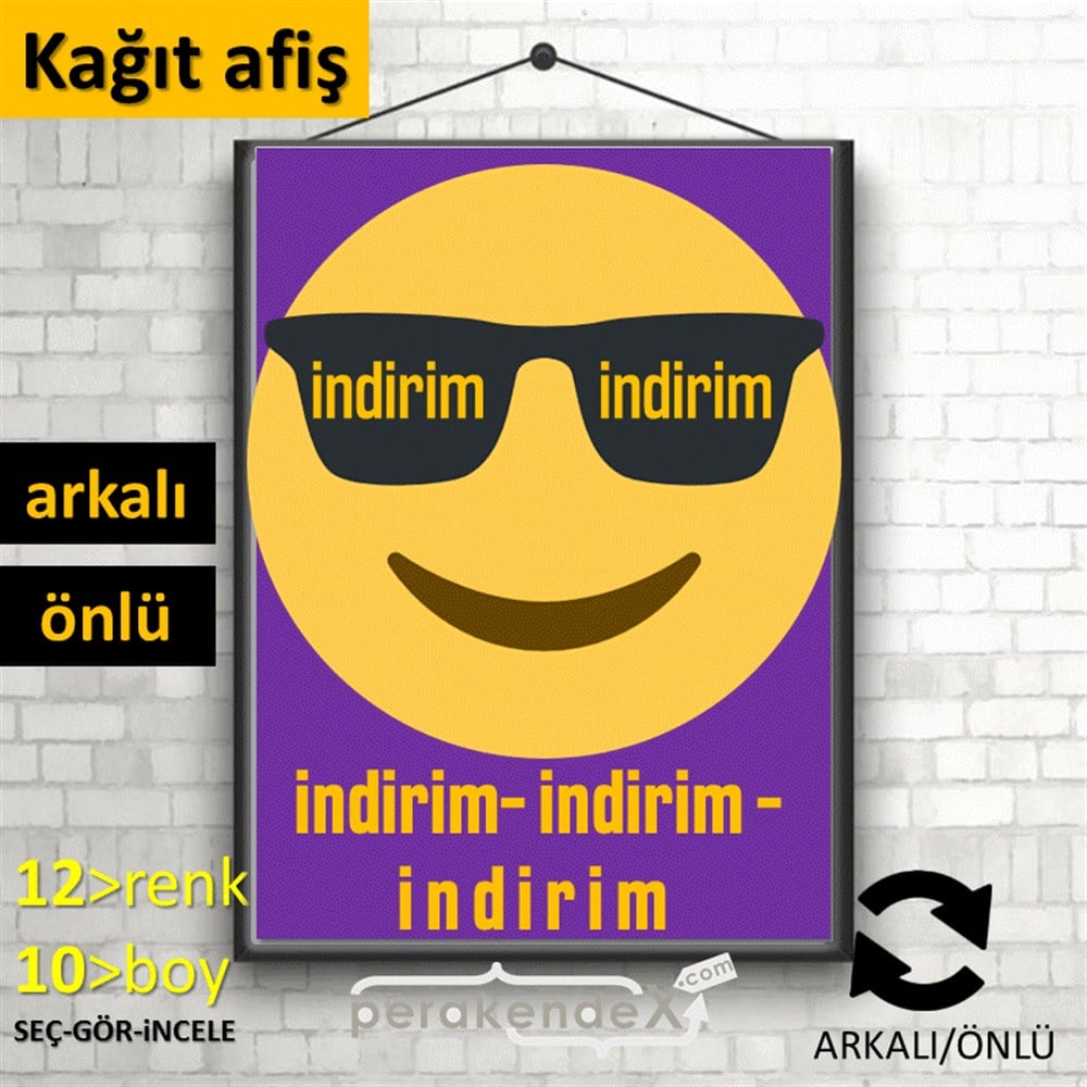 Güler Yüzlü Cool İndirim KAĞIT POSTER,  AFİŞ -dikdörtgen,çift yön baskı