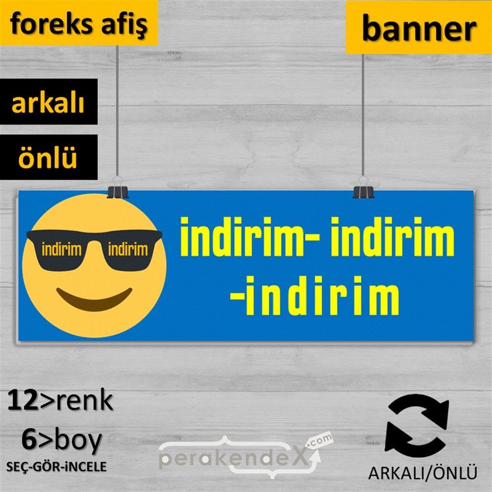 Güler Yüzlü Cool İndirim SERT PLASTİK POSTER,  AFİŞ (BANNER) -dikdörtgen,çift yön baskı