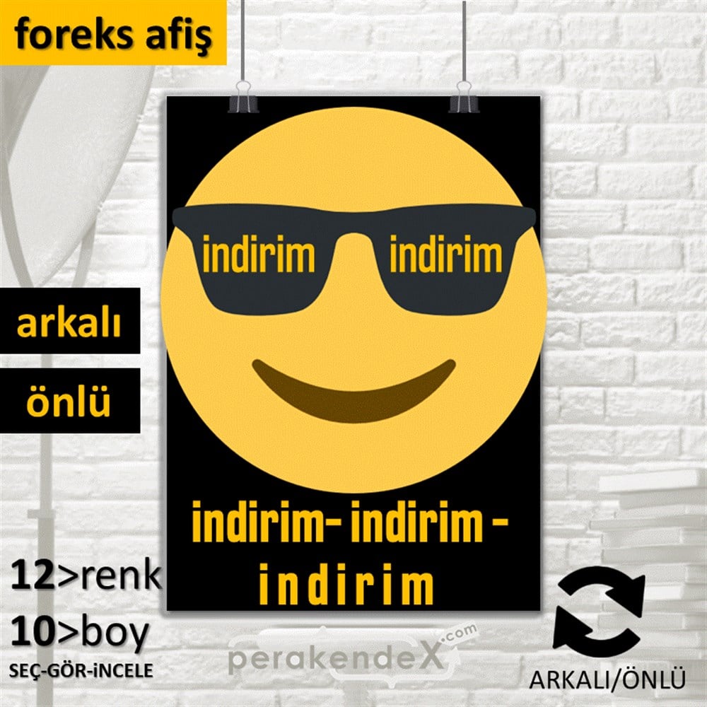 Güler Yüzlü Cool İndirim SERT PLASTİK POSTER,  AFİŞ -dikdörtgen,çift yön baskı