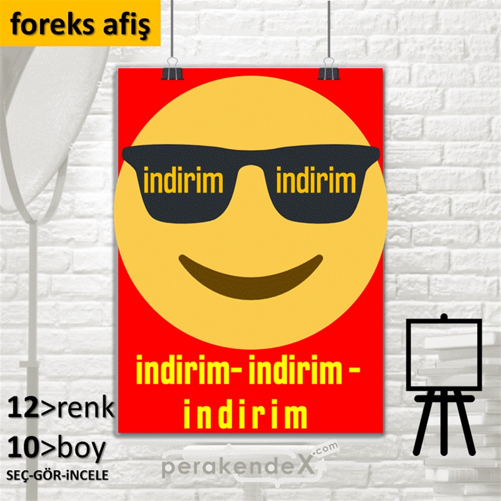 Güler Yüzlü Cool İndirim SERT PLASTİK POSTER,  AFİŞ -dikdörtgen,tek yön baskı