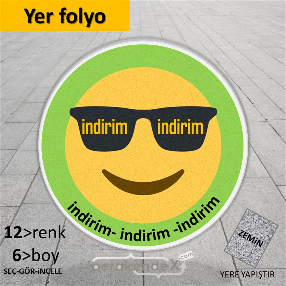 Güler Yüzlü Cool İndirim YER - ZEMİN FOLYO,  VİNİL -oval,tek yön baskı