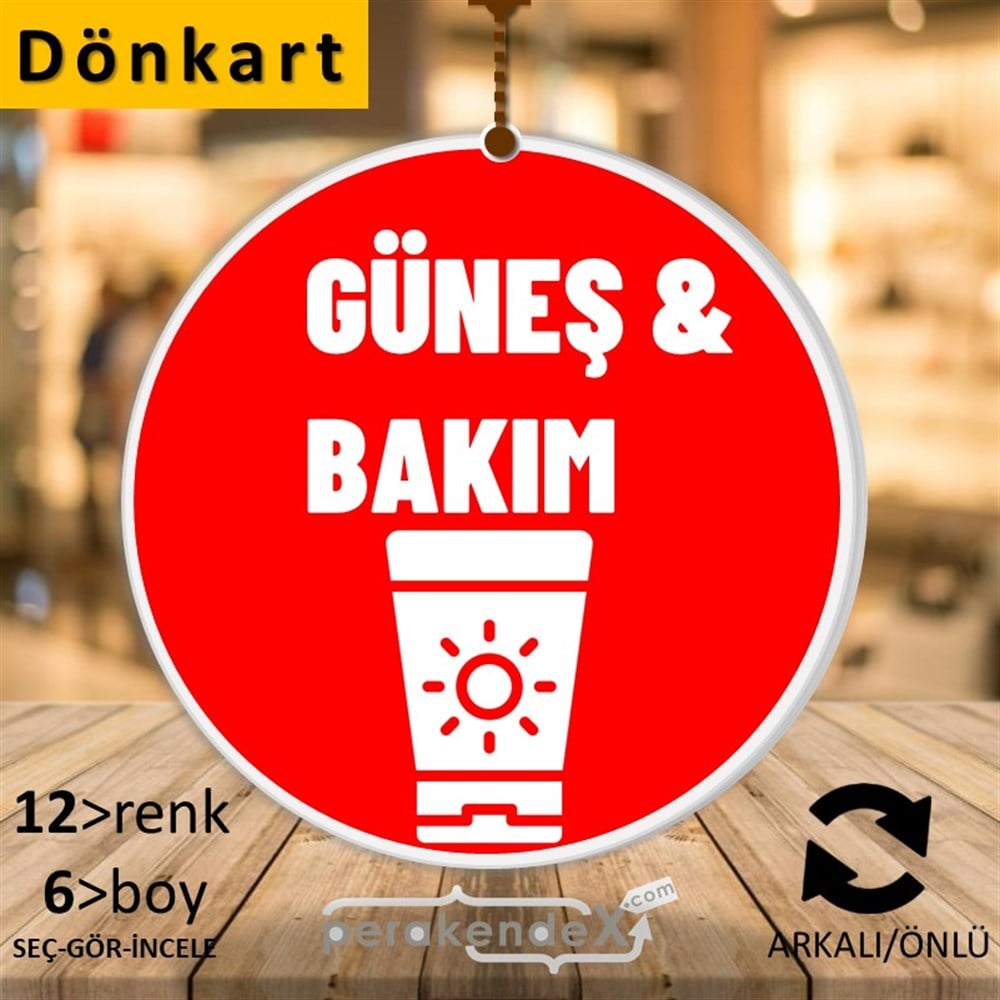 Güneş Bakım Ürün Çeşitleri DÖNKART -oval,çift yön baskıdön-kart