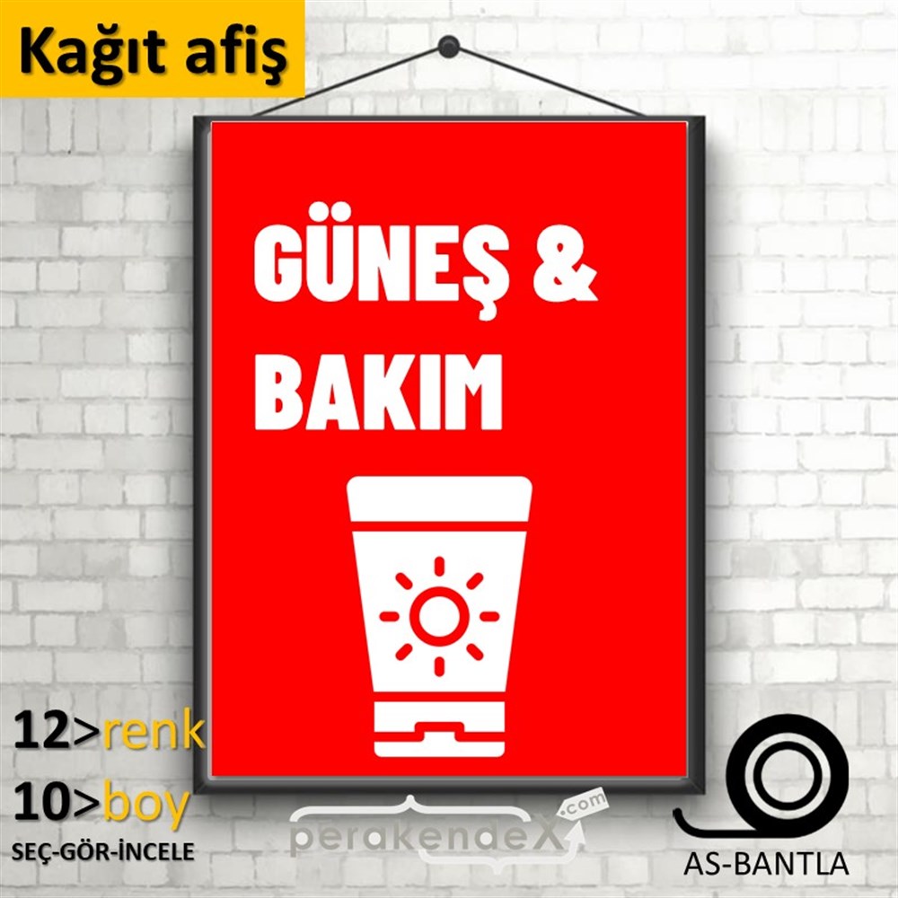 Güneş Bakım Ürün Çeşitleri KAĞIT POSTER,  AFİŞ -dikdörtgen,tek yön baskıkağıt poster,  afiş