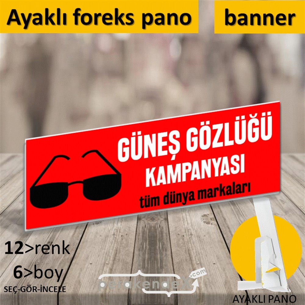 Güneş Gözlüğü Kampanyası 1 KARTON AYAKLI POSTER,  PANO (BANNER) -dikdörtgen,tek yön baskı