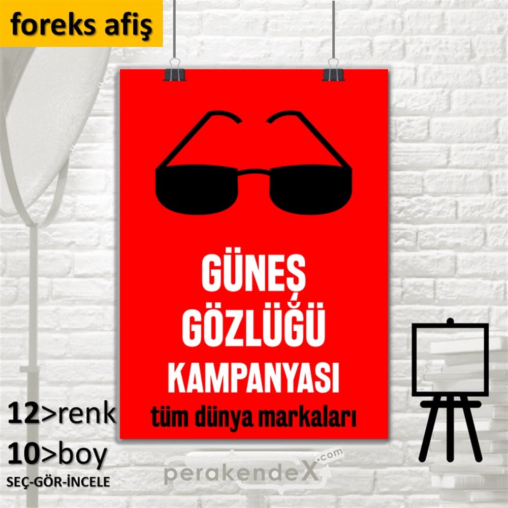 Güneş Gözlüğü Kampanyası 1 SERT PLASTİK POSTER,  AFİŞ -dikdörtgen,tek yön baskı