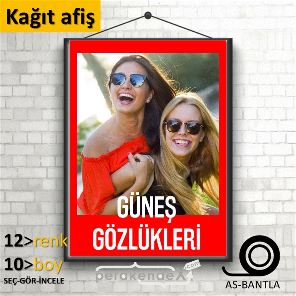 Güneş Gözlükleri KAĞIT POSTER,  AFİŞ -dikdörtgen,tek yön baskı
