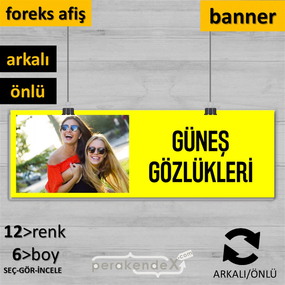 Güneş Gözlükleri SERT PLASTİK POSTER,  AFİŞ (BANNER) -dikdörtgen,çift yön baskı