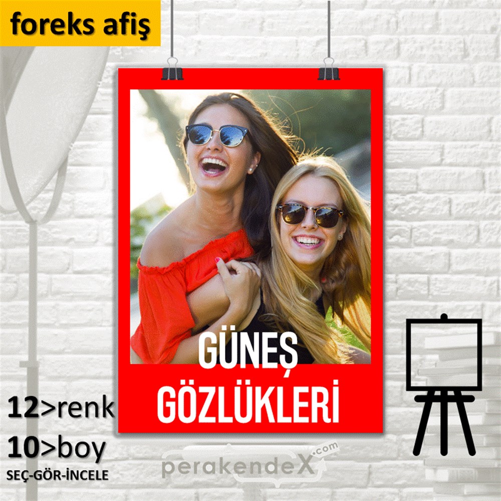 Güneş Gözlükleri SERT PLASTİK POSTER,  AFİŞ -dikdörtgen,tek yön baskı