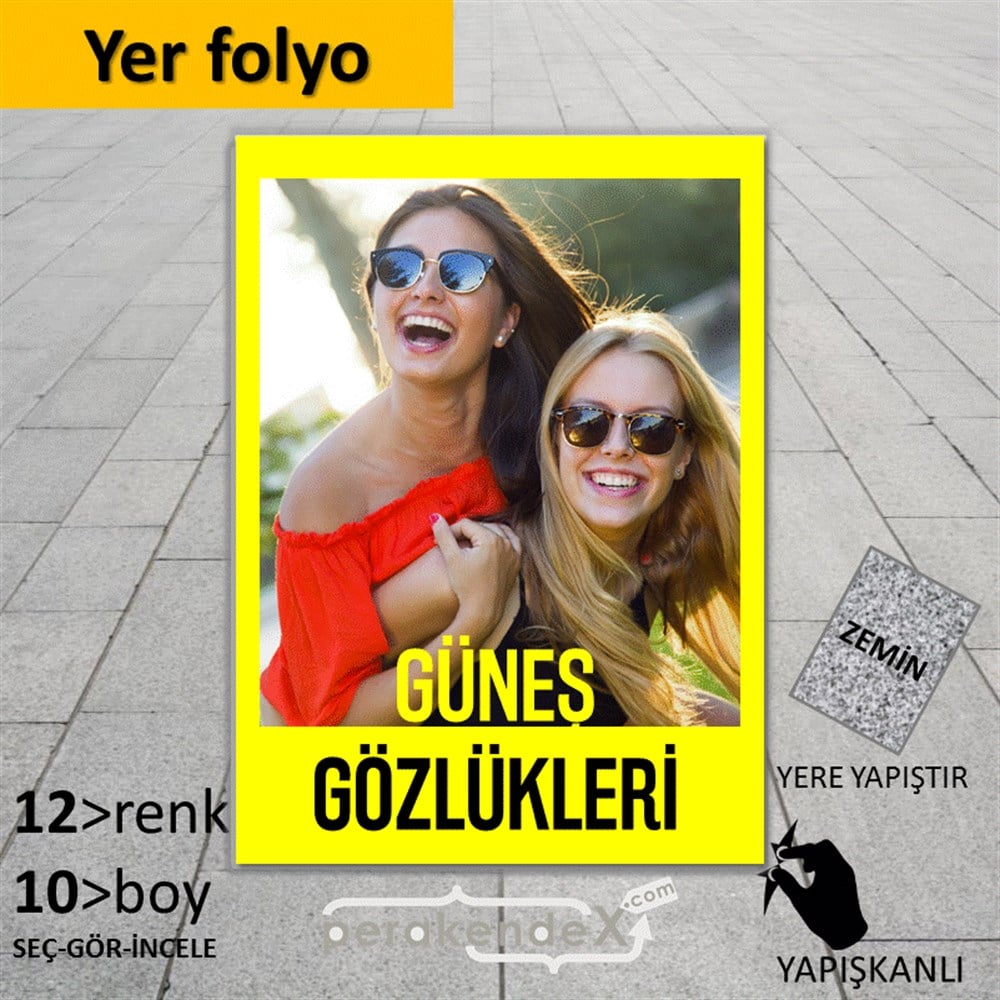 Güneş Gözlükleri YER - ZEMİN FOLYO,  VİNİL -dikdörtgen,tek yön baskı