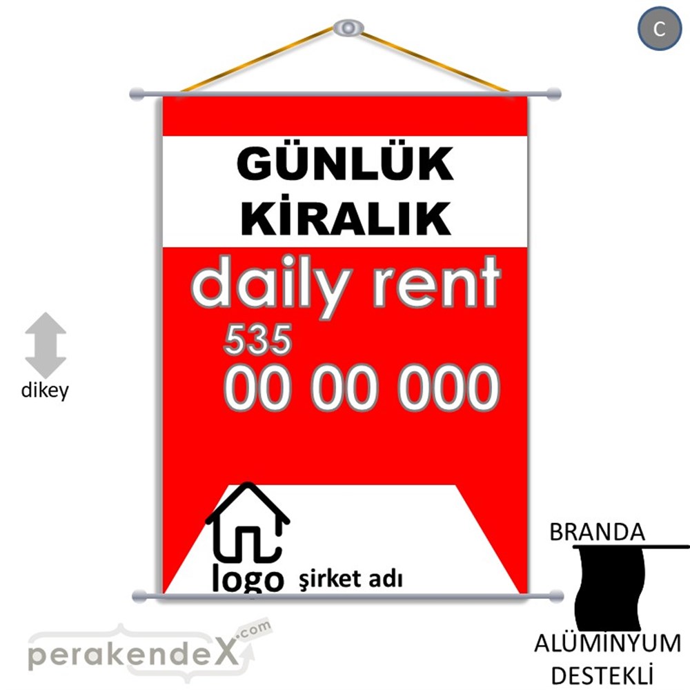 Günlük Kiralık Yazısı 004 BRANDA POSTER,  AFİŞ -dikdörtgen,tek yön baskıbranda poster,  afiş