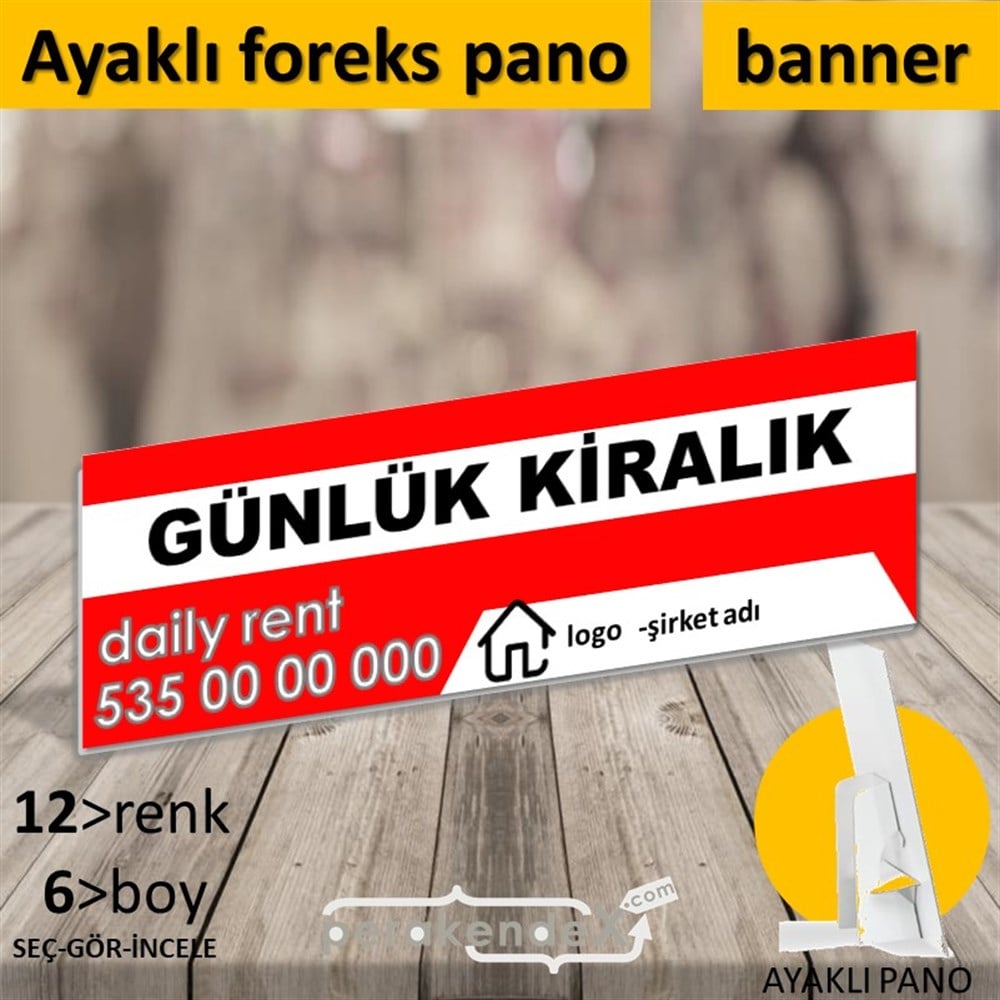 Günlük Kiralık Yazısı 004 KARTON AYAKLI POSTER,  PANO (BANNER) -dikdörtgen,tek yön baskıkarton ayaklı poster,  pano