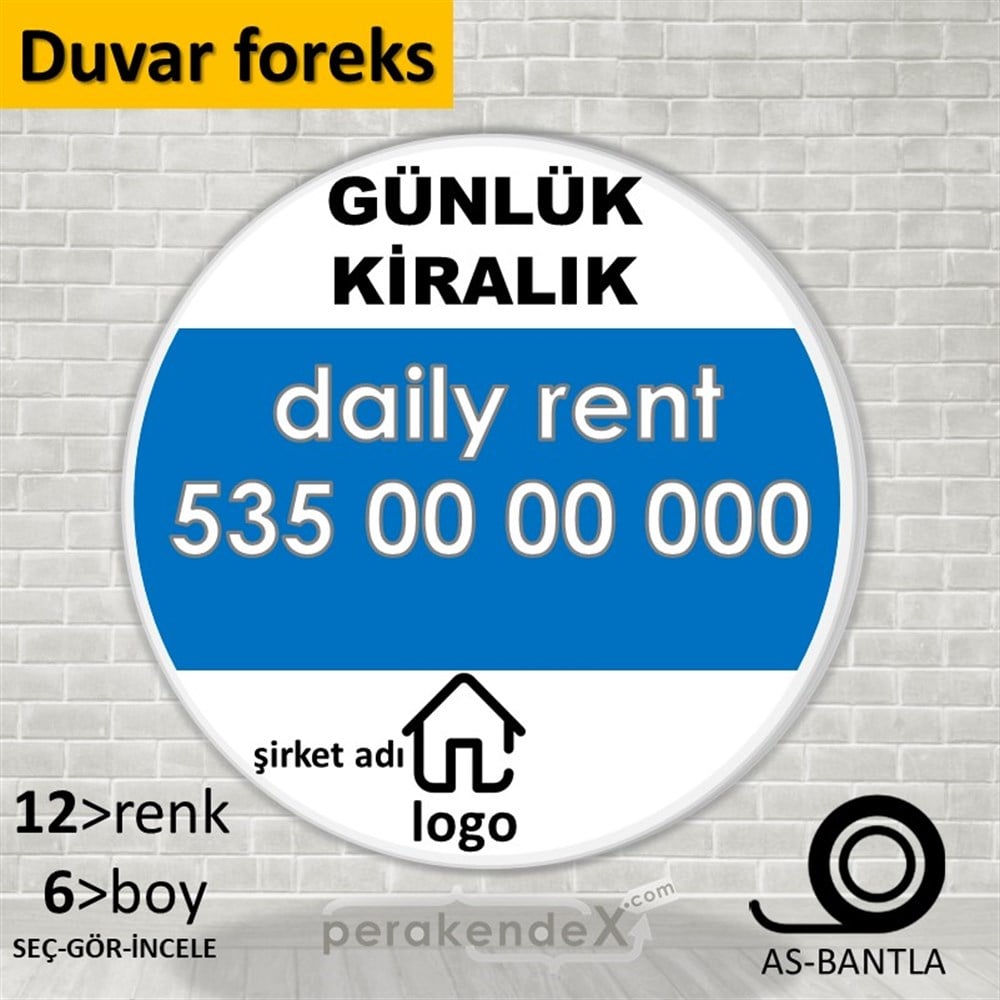 Günlük Kiralık Yazısı 004 SERT PLASTİK POSTER,  AFİŞ -oval,tek yön baskısert plastik poster,  afiş