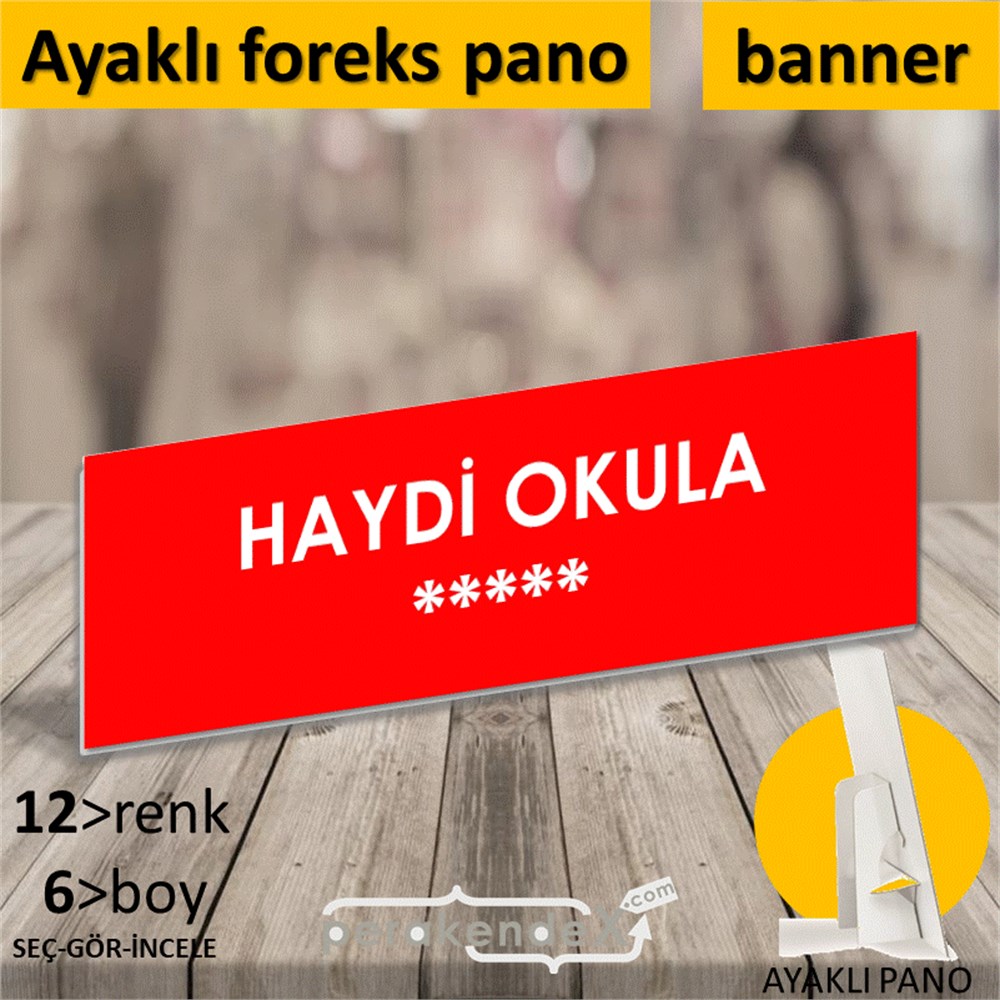 haydi okula ***** KARTON AYAKLI POSTER,  PANO (BANNER) -dikdörtgen,tek yön baskı