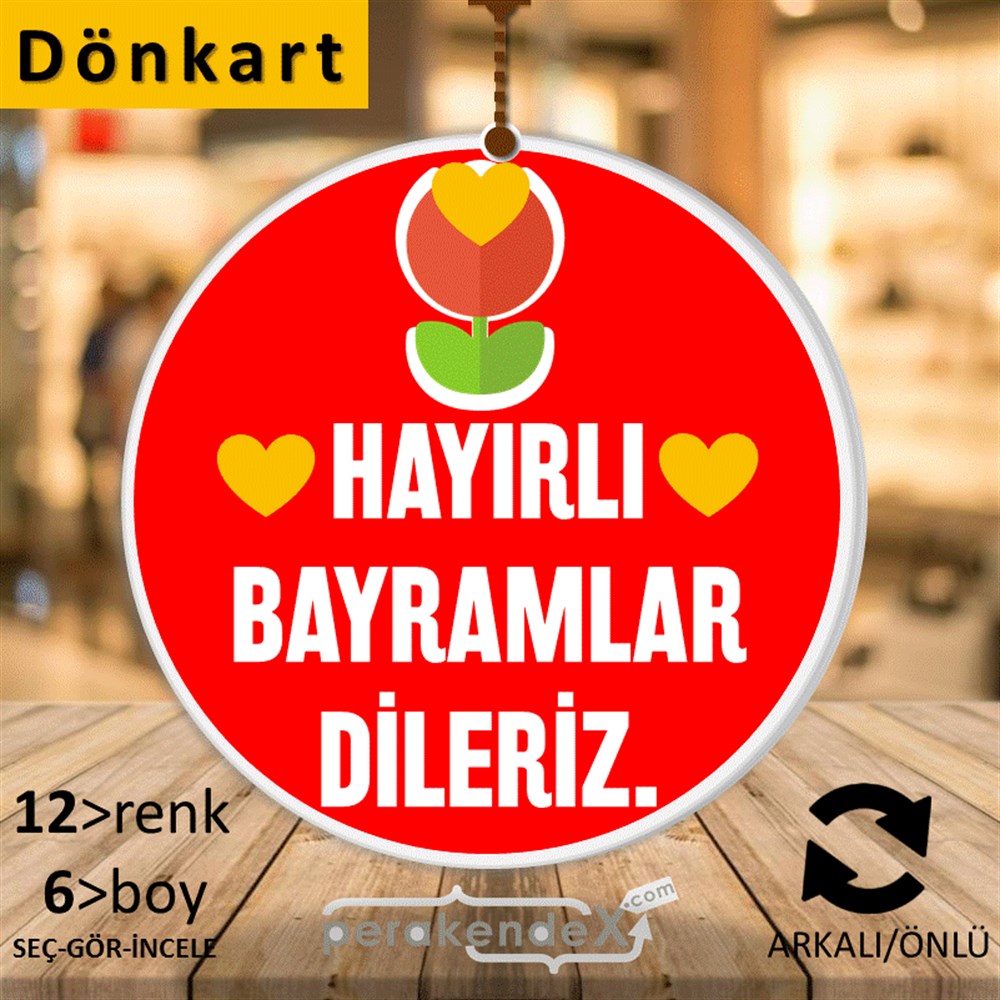 Hayırlı Bayramlar Dileriz DÖNKART -oval,çift yön baskı