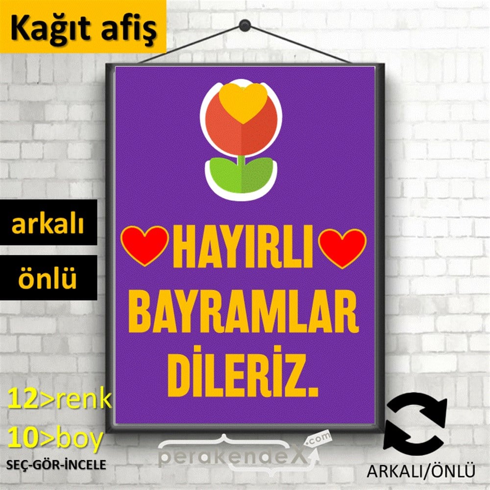 Hayırlı Bayramlar Dileriz KAĞIT POSTER,  AFİŞ -dikdörtgen,çift yön baskı