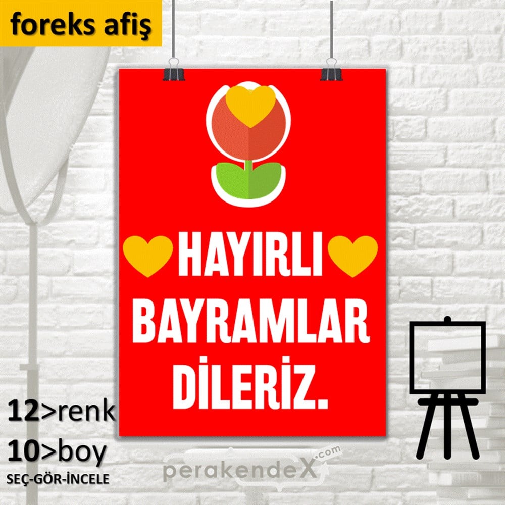 Hayırlı Bayramlar Dileriz SERT PLASTİK POSTER,  AFİŞ -dikdörtgen,tek yön baskı