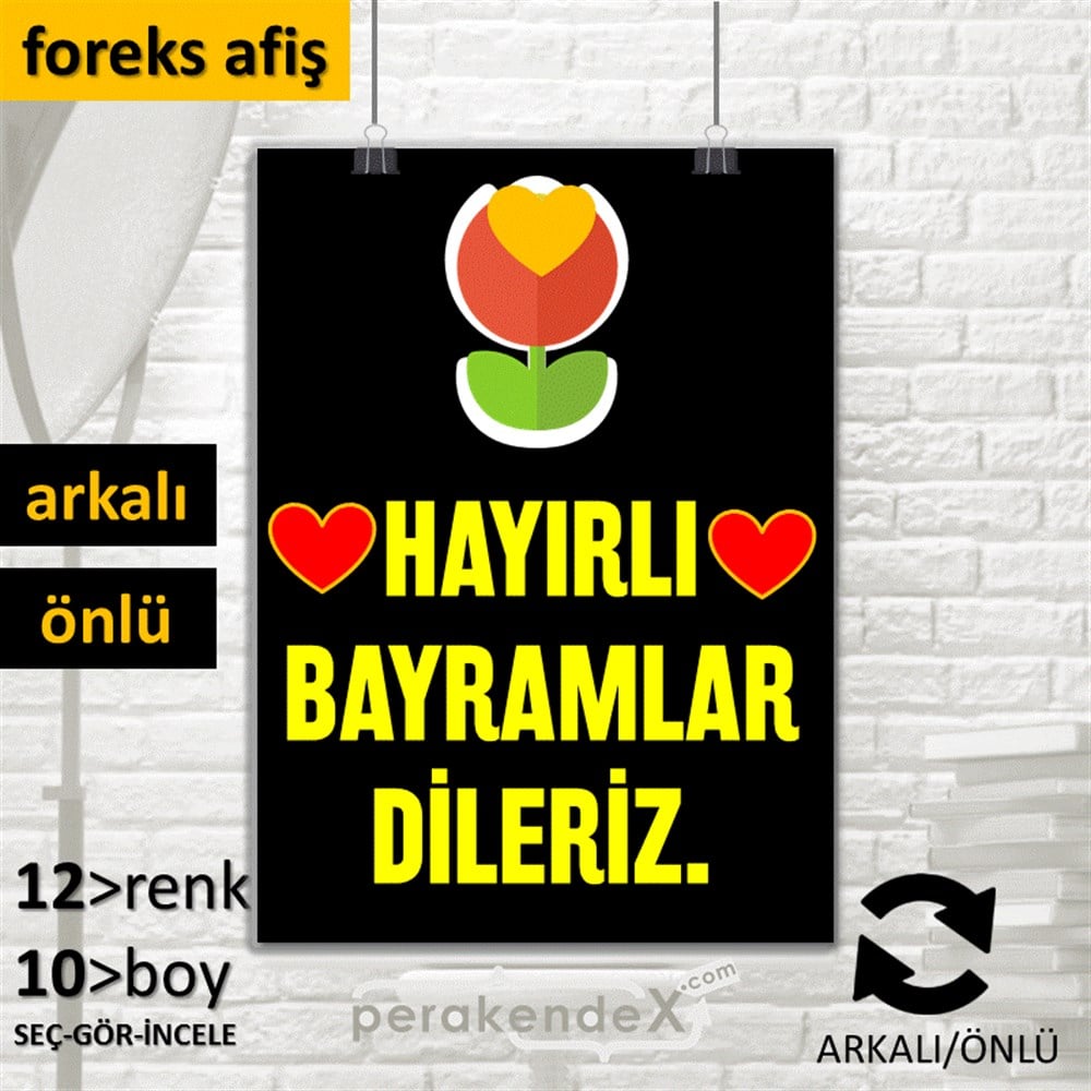 Hayırlı Bayramlar Dileriz SERT PLASTİK POSTER,  AFİŞ -dikdörtgen,çift yön baskı