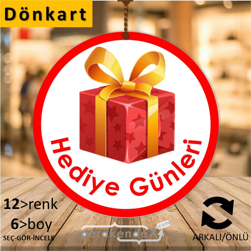 hediye günleri DÖNKART -oval,çift yön baskı