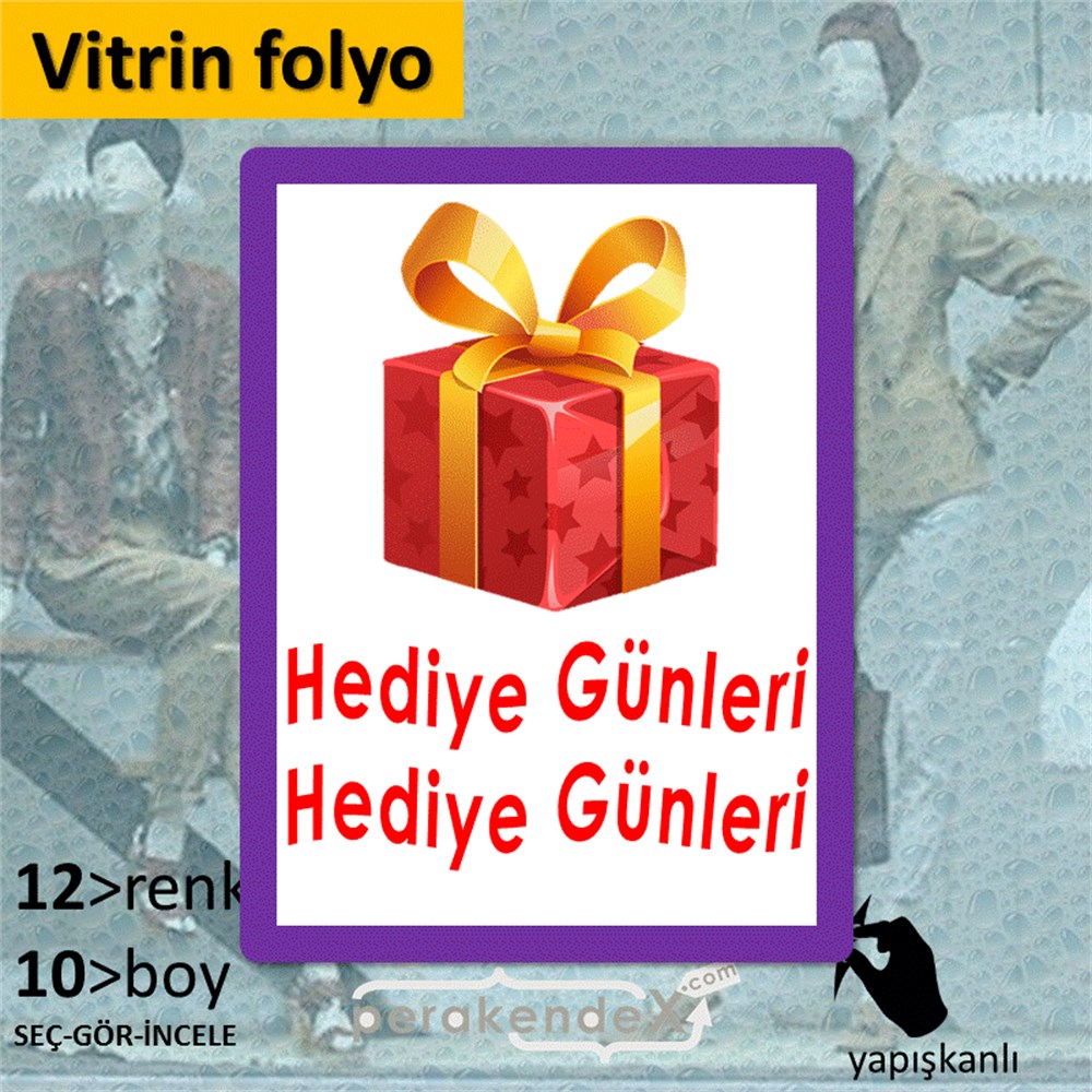 hediye günleri VİTRİN - CAM FOLYO,  VİNİL -dikdörtgen,tek yön baskı