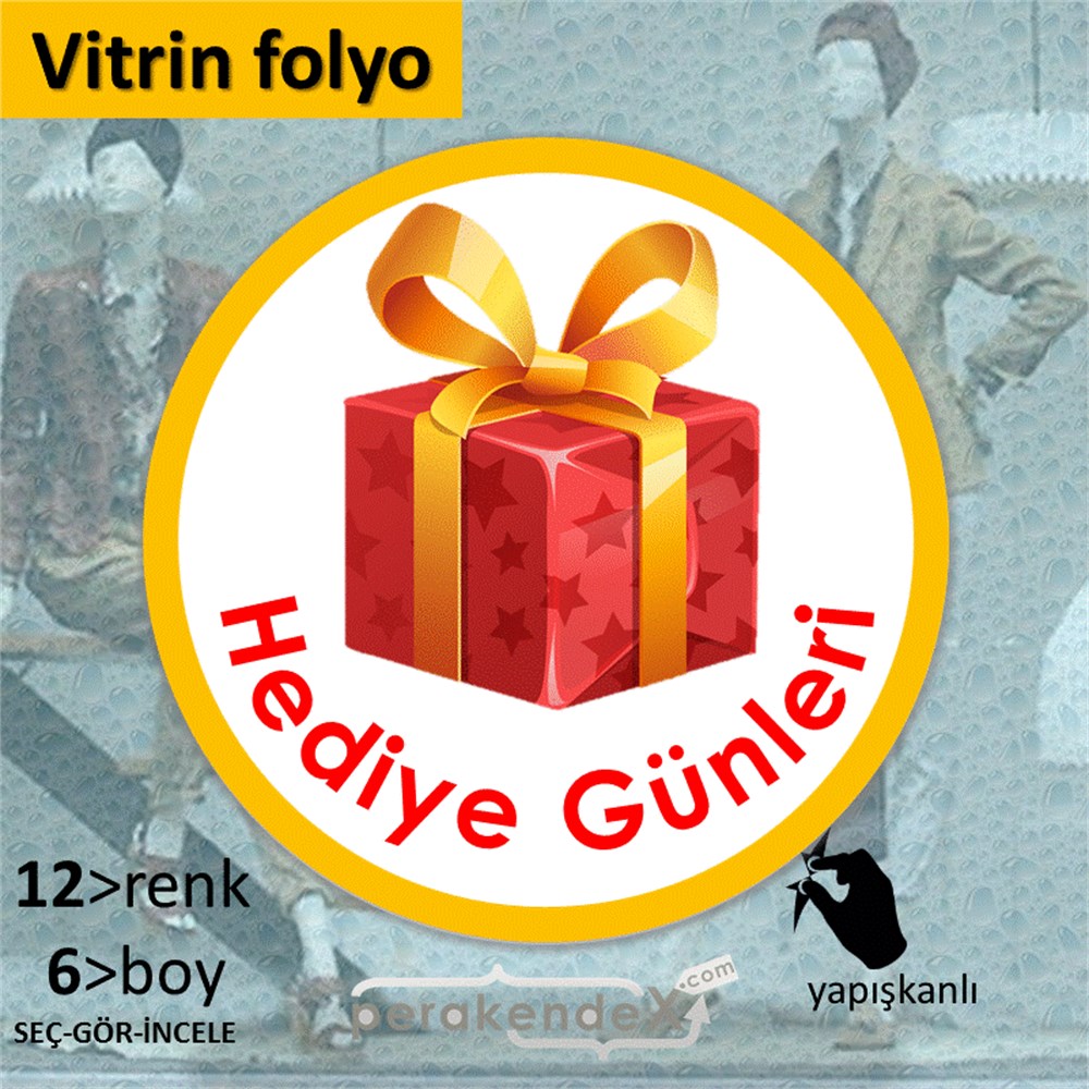 hediye günleri VİTRİN - CAM FOLYO,  VİNİL -oval,tek yön baskı