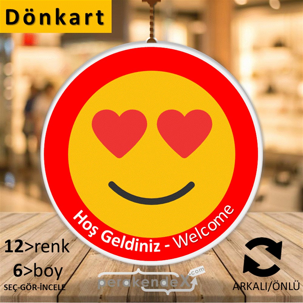Hoş Geldiniz Welcome DÖNKART -oval,çift yön baskı