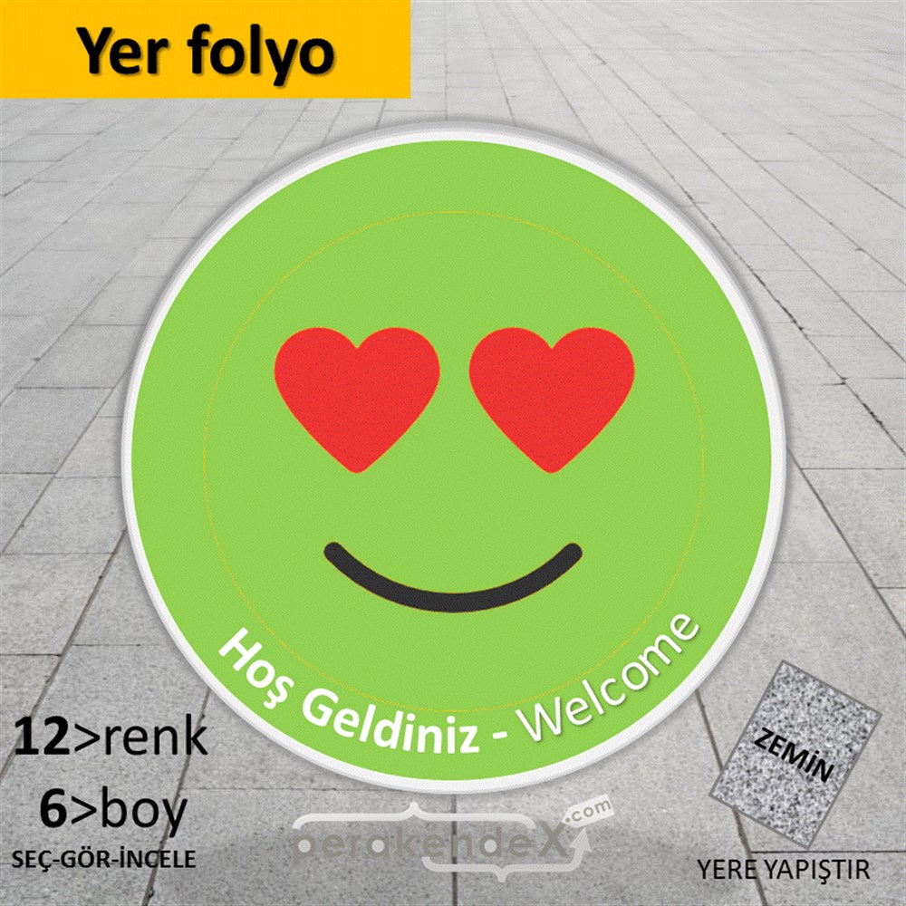 Hoş Geldiniz Welcome YER - ZEMİN FOLYO,  VİNİL -oval,tek yön baskı