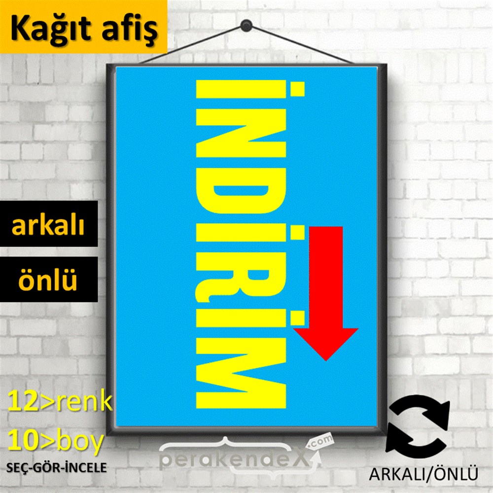 İndirim Dikey Vertical KAĞIT POSTER,  AFİŞ -dikdörtgen,çift yön baskı