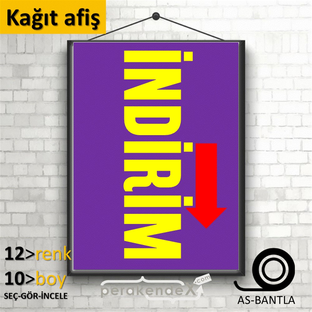 İndirim Dikey Vertical KAĞIT POSTER,  AFİŞ -dikdörtgen,tek yön baskı