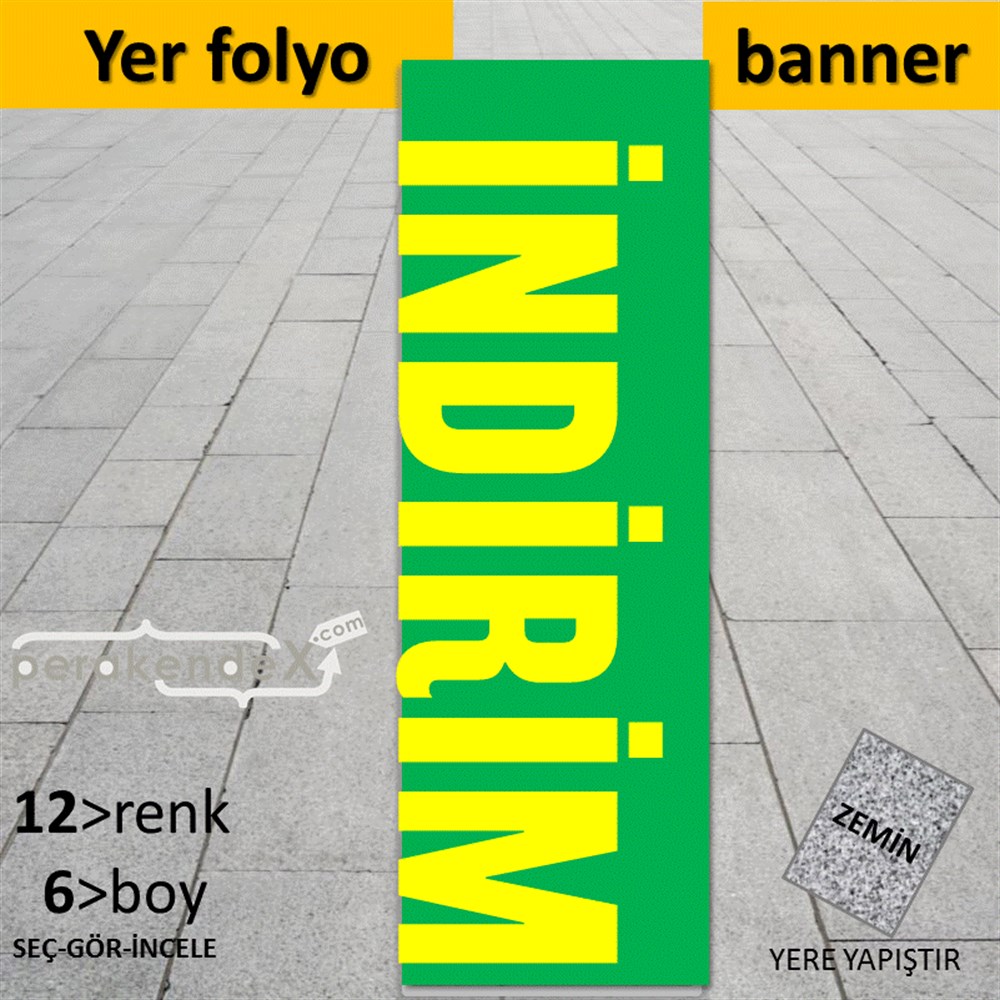 İndirim Dikey Vertical YER - ZEMİN FOLYO,  VİNİL (BANNER) -dikdörtgen,tek yön baskı