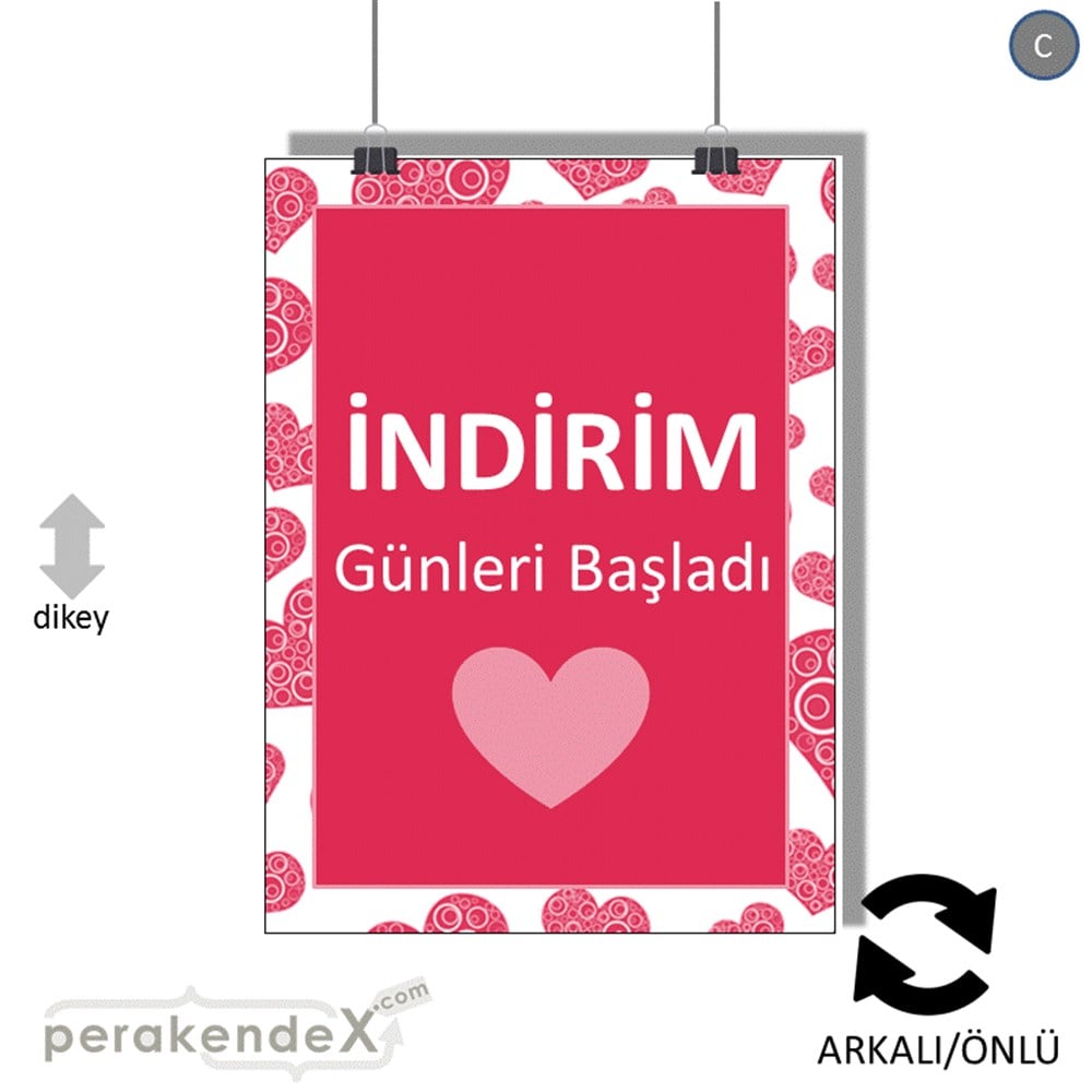 indirim günleri başladı POSTERİ -dikdörtgen,çift yön baskı