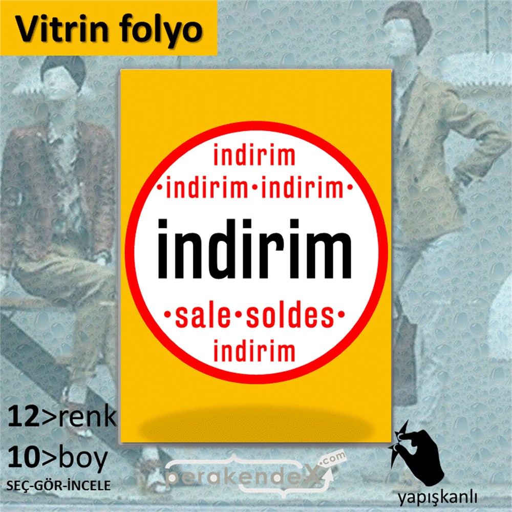 indirim sale soldes CAMA YAPIŞAN FOLYO -dikdörtgen,tek yön baskı