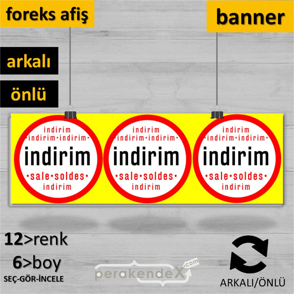 indirim sale soldes SERT PLASTİK BANNER  -dikdörtgen,çift yön baskı