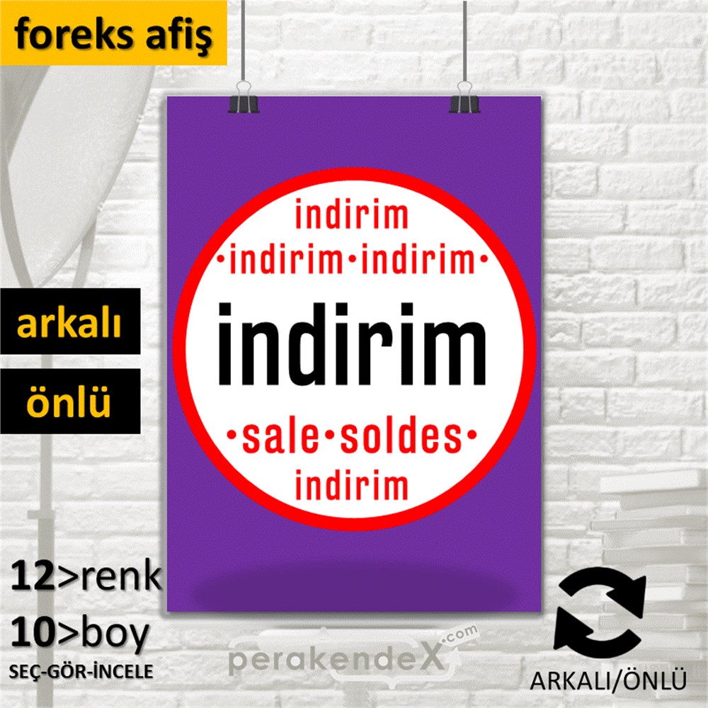 indirim sale soldes SERT PLASTİK POSTER -dikdörtgen,çift yön baskı