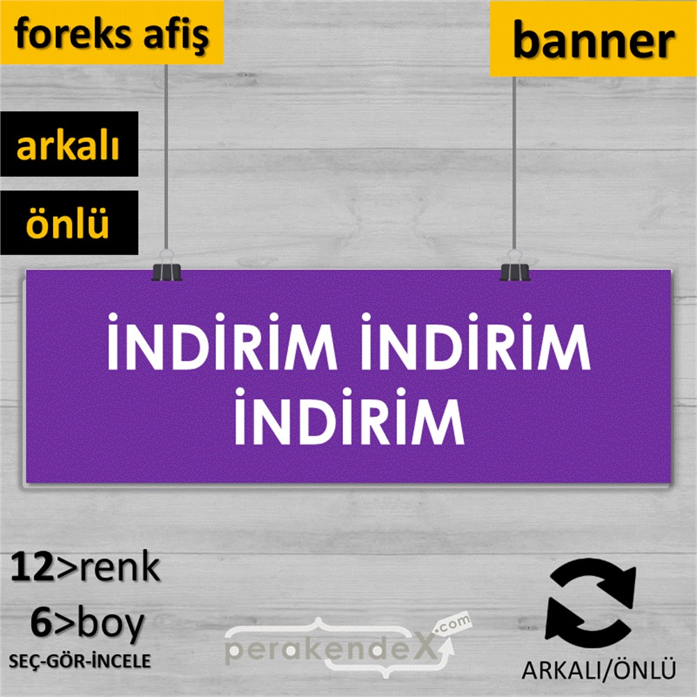 indirim (sıralı) SERT PLASTİK POSTER,  AFİŞ (BANNER) -dikdörtgen,çift yön baskı