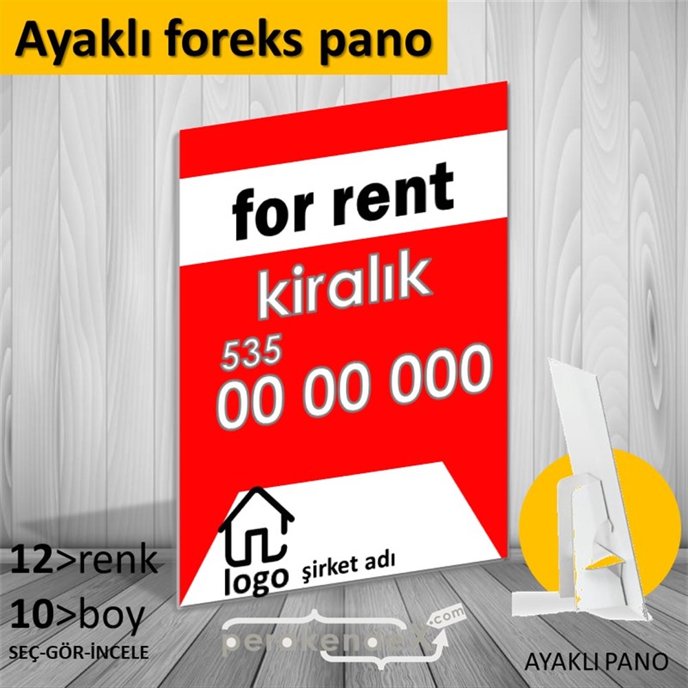 İngilizce Kiralık Yazısı 003 KARTON AYAKLI POSTER,  PANO -dikdörtgen,tek yön baskıkarton ayaklı poster,  pano