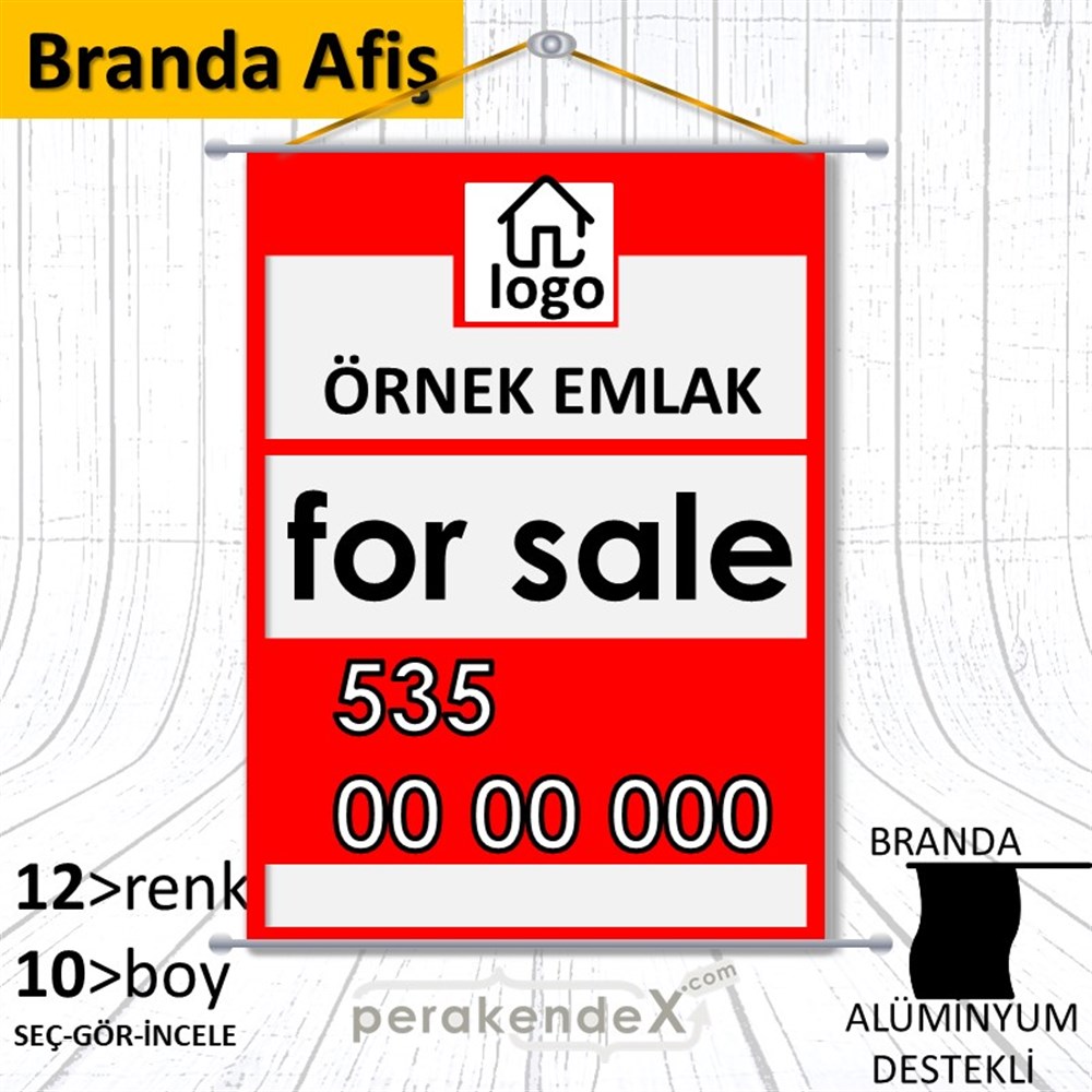 İngilizce Satılık Yazısı 001 BRANDA POSTER,  AFİŞ -dikdörtgen,tek yön baskıbranda poster,  afiş