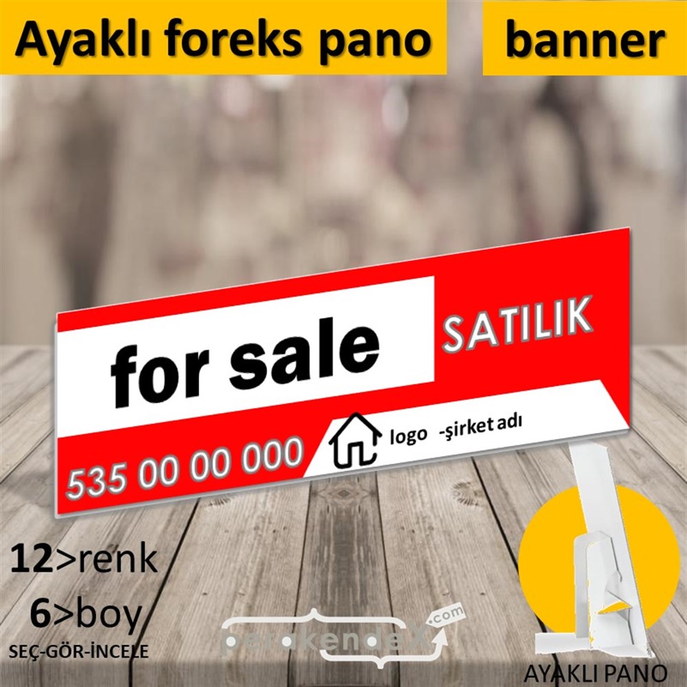 İngilizce Satılık Yazısı 003 KARTON AYAKLI POSTER,  PANO (BANNER) -dikdörtgen,tek yön baskıkarton ayaklı poster,  pano