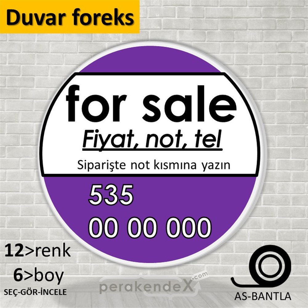 İngilizce Satılık Yazısı 005 SERT PLASTİK POSTER,  AFİŞ -oval,tek yön baskısert plastik poster,  afiş
