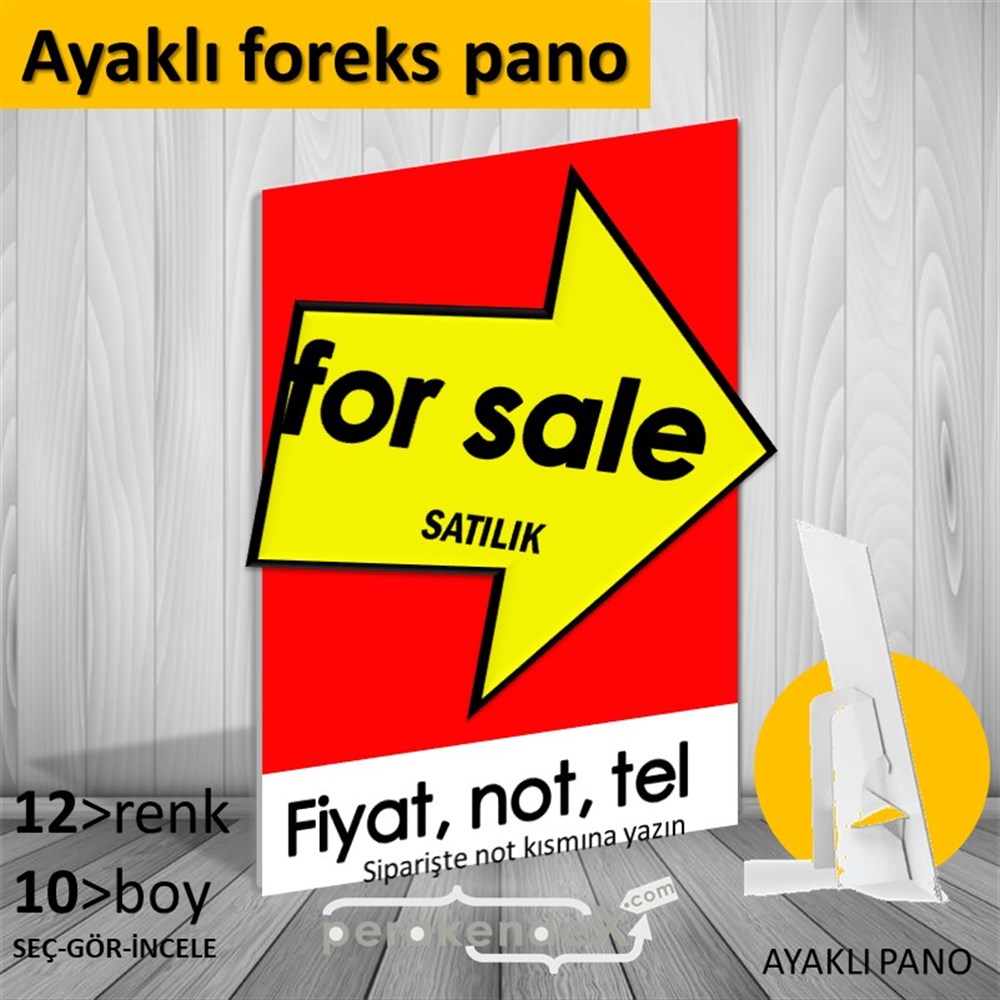 İngilizce Satılık Yazısı 007 KARTON AYAKLI POSTER,  PANO -dikdörtgen,tek yön baskıkarton ayaklı poster,  pano