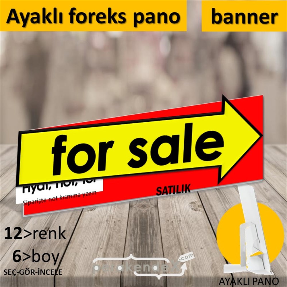 İngilizce Satılık Yazısı 007 KARTON AYAKLI POSTER,  PANO (BANNER) -dikdörtgen,tek yön baskıkarton ayaklı poster,  pano