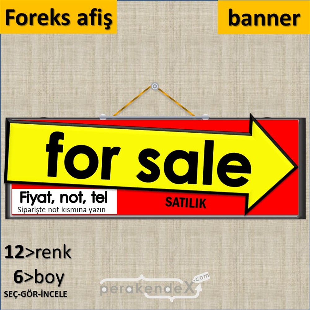 İngilizce Satılık Yazısı 007 SERT PLASTİK POSTER,  AFİŞ (BANNER) -dikdörtgen,tek yön baskısert plastik poster,  afiş