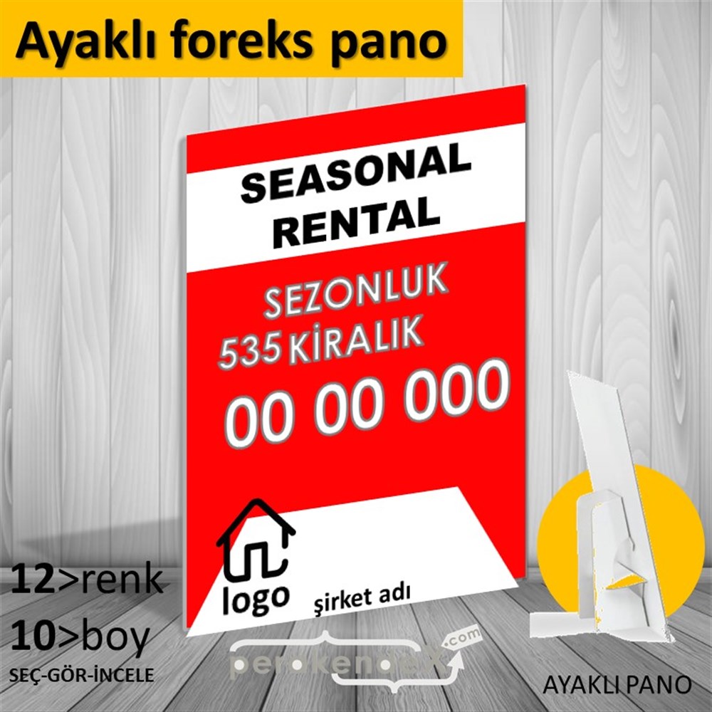 İngilizce Sezonluk Kiralık Yazısı 004 KARTON AYAKLI POSTER,  PANO -dikdörtgen,tek yön baskıkarton ayaklı poster,  pano