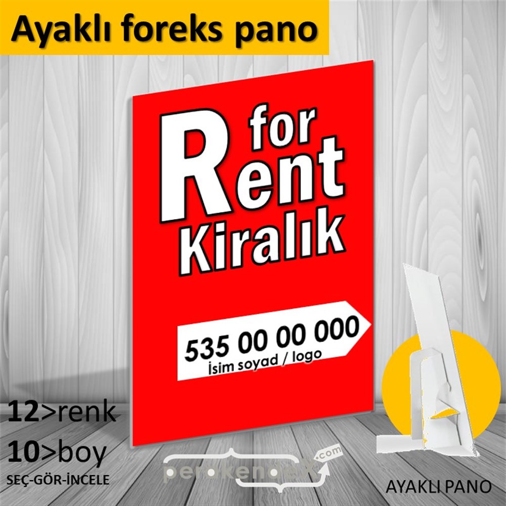 İngilizce Tr Kiralık Yazısı 008 KARTON AYAKLI POSTER,  PANO -dikdörtgen,tek yön baskıkarton ayaklı poster,  pano