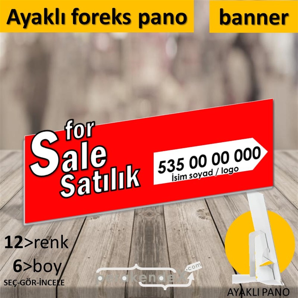 İngilizce Tr Satılık Yazısı 008 KARTON AYAKLI POSTER,  PANO (BANNER) -dikdörtgen,tek yön baskıkarton ayaklı poster,  pano
