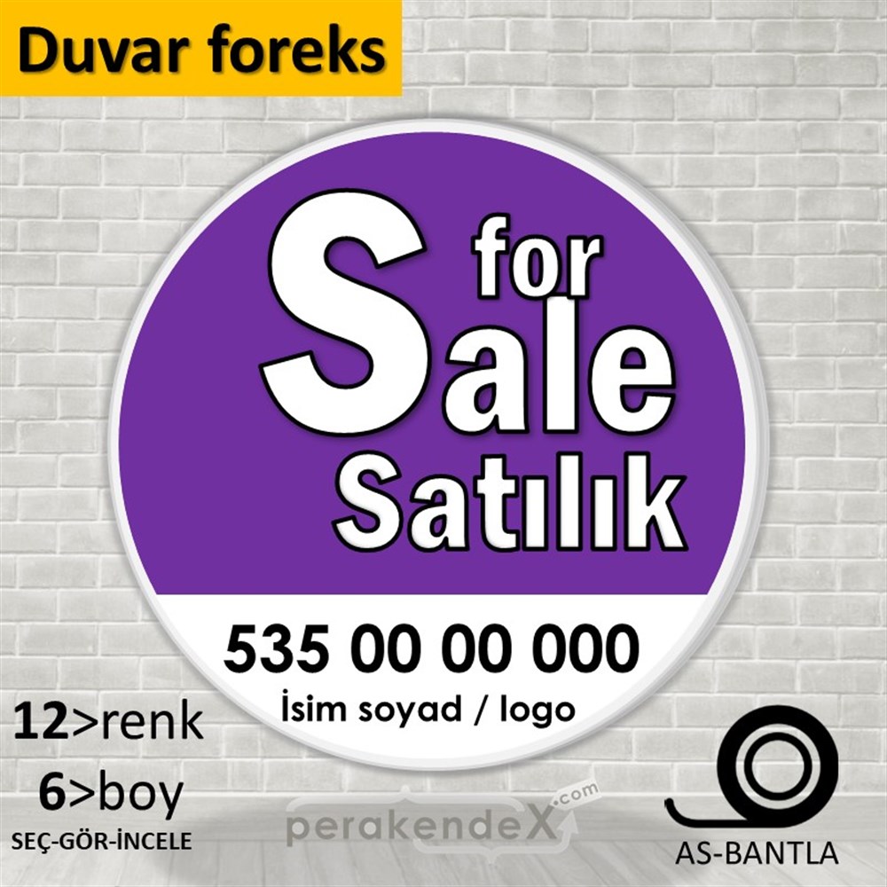 İngilizce Tr Satılık Yazısı 008 SERT PLASTİK POSTER,  AFİŞ -oval,tek yön baskısert plastik poster,  afiş