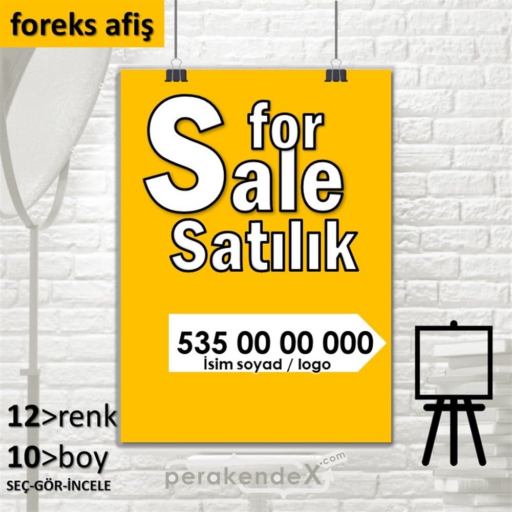 İngilizce Tr Satılık Yazısı 008 SERT PLASTİK POSTER,  AFİŞ -dikdörtgen,tek yön baskısert plastik poster,  afiş