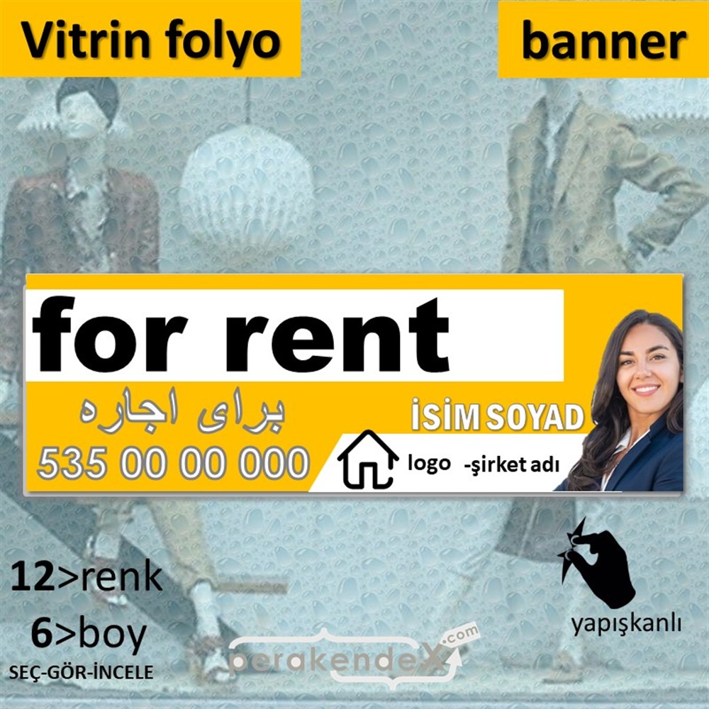 İran Ca Farsça Kiralık Yazısı 002 VİTRİN, CAM FOLYO,  VİNİL (BANNER) -dikdörtgen,tek yön baskıvitrin - cam folyo,  vinil